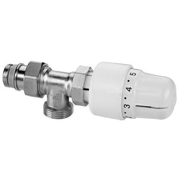 Термостатический клапан 1/2" НР-ВР, угловой, серия RTL, с термоголовкой, Flamco