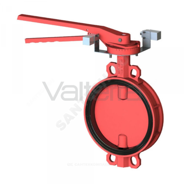 Затвор дисковый поворотный чугун VPI4448R2C-02EP Ру16 межфл с рукояткой для систем пожаротушения Tecofi