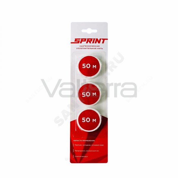 Нить уплотнительная набор катушек 3х50м (в блистере) среда: вода, газ SPRINT