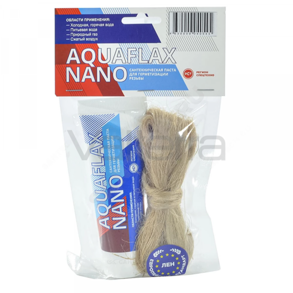 Набор для уплотнения резьбы лен (ЕВРО) 20гр+паста 80гр AQUAFLAX NANO