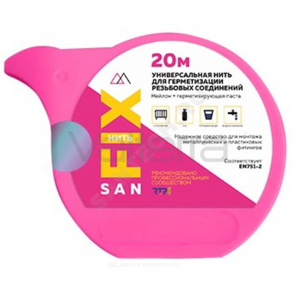 Нить уплотнительная в контейнере-распределителе 20м среда: вода, газ SANFIX