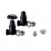 Комплект клапанов ручной регулировки Floral Old Style Ру10 ВР прямой штуцер с герметичной прокладкой черный матовый SR Rubinetterie в Москве