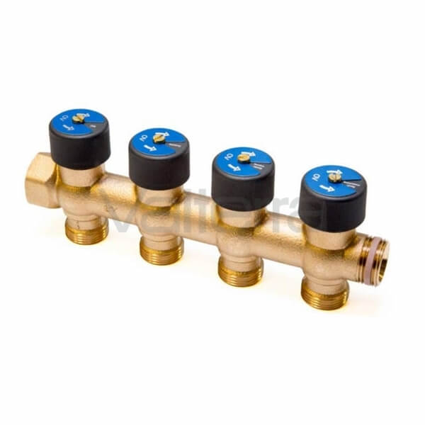 Коллекторы Multidis R 3/4" с отводами 3/4" со встроенными запорными вентилями, Oventrop