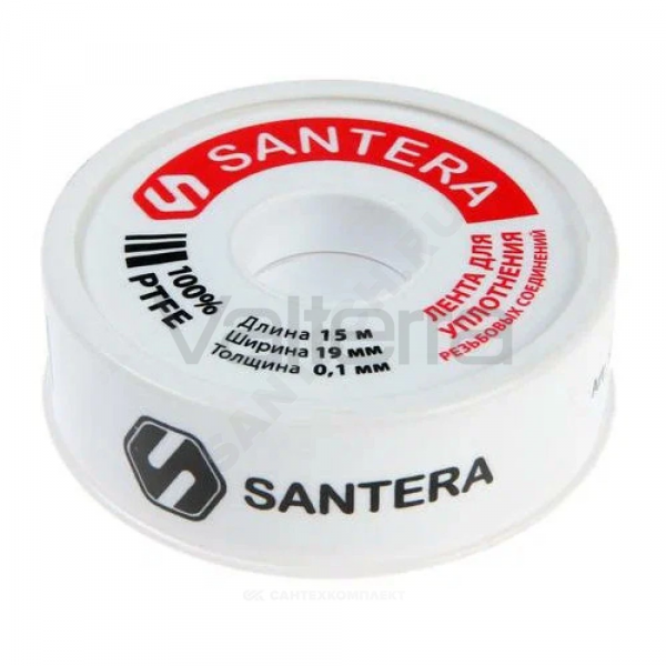 Лента ФУМ PTFE 19ммх15м катушка цвет: белый среда: вода Santera