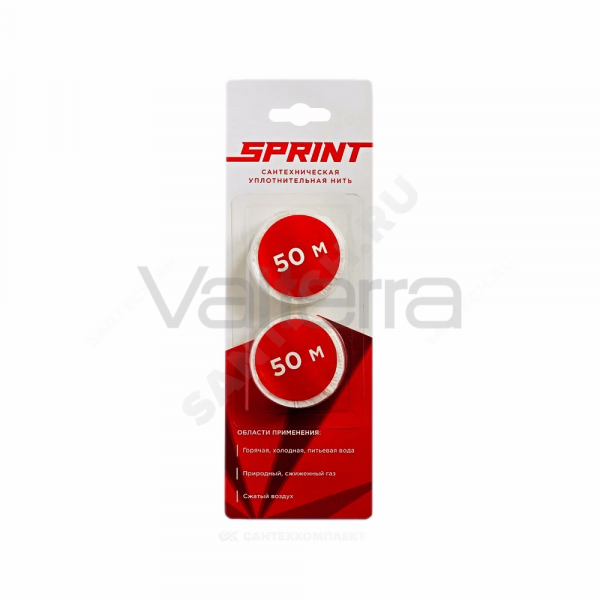 Нить уплотнительная набор катушек 2х50м (в блистере) среда: вода, газ SPRINT