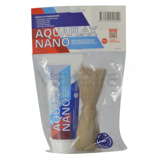Набор для уплотнения резьбы лен (ЕВРО) 40гр+паста 270гр AQUAFLAX NANO