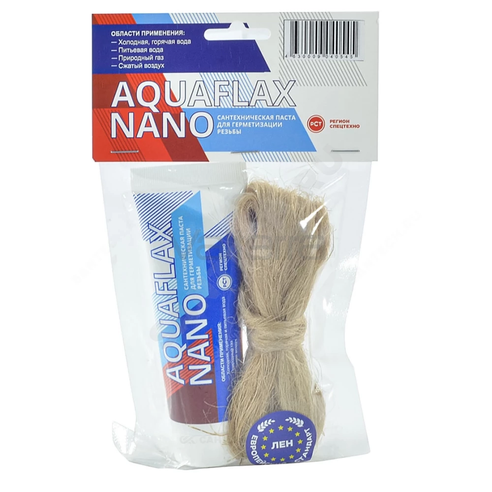 Набор для уплотнения резьбы лен (ЕВРО) 20гр+паста 80гр AQUAFLAX NANO