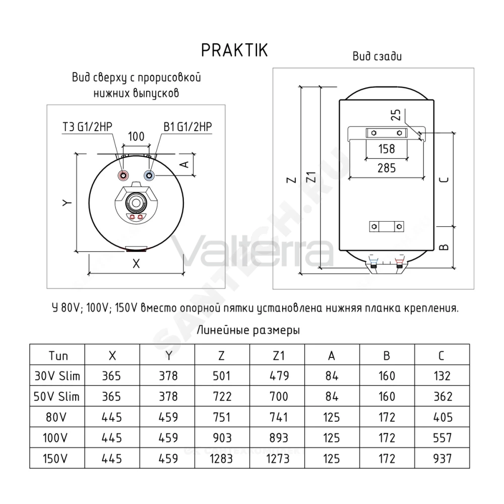 Водонагреватель электрический накопительный Praktik вертикальный THERMEX