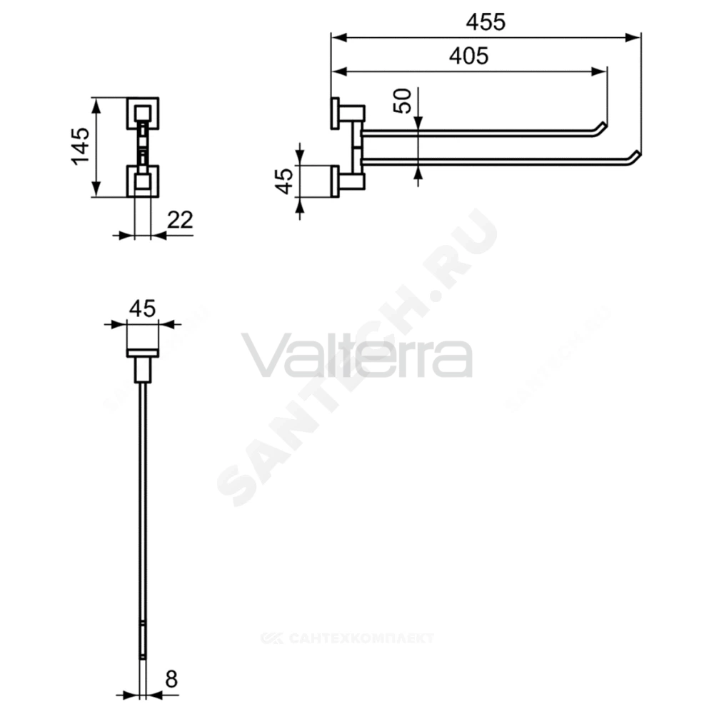 Полотенцедержатель двойной IOM Square Ideal Standard