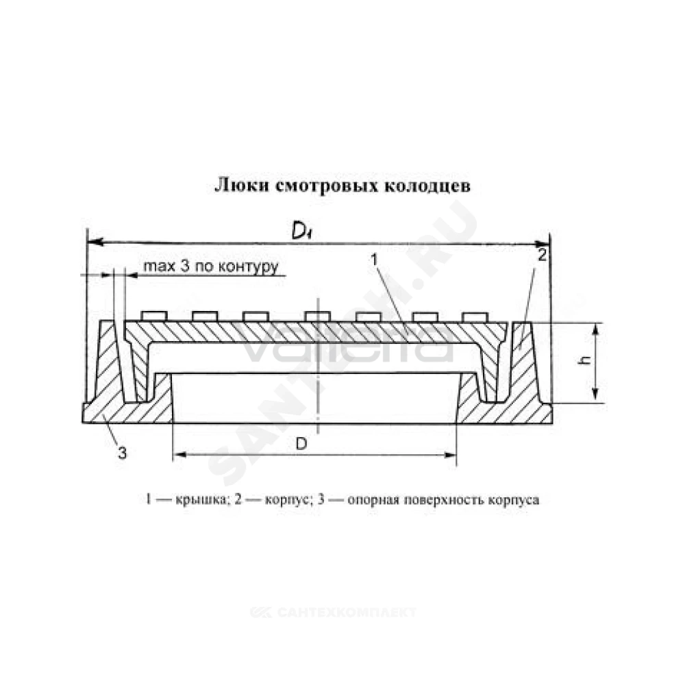 Люк полимер серый/черный (легкий садовый) круглый Сантехкомплект